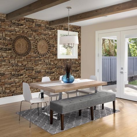 Barron Designs Colorado 48.75" x 24.63" Stone Wall Paneling & Reviews | Wayfair Stone Wall Panelling, Faux Brick Wall Panels, Stacked Stone Panels, Dry Stack Stone, Stone Veneer Panels, Brick Wall Paneling, Stone Wall Panels, Faux Stone Panels, Faux Brick Walls