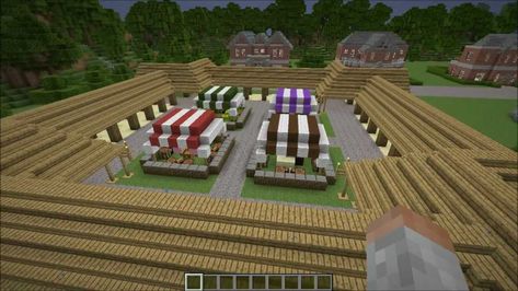 Minecraft Medieval Stall Ideas Minecraft Tutorial Marktstand bauen Medieval Market Stall, Minecraft Trading, Minecraft Light, Minecraft Tutorials, Lamp Planters, City Adventure, Medieval Market, Stall Design, Adventure Map