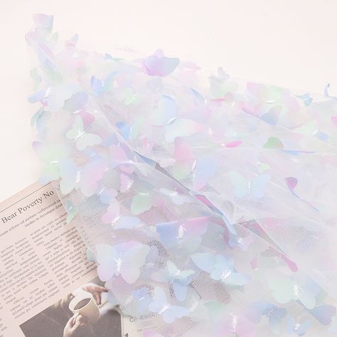 1yards 130cm Wide Rainbow Butterfly 3D Decal Tulle Lace Gradient Flower Children's Clothing Party Decoration DIY White Fabric| | - AliExpress Tulle Flowers, Gardening Outfit, Rainbow Butterfly, Tulle Fabric, Tulle Lace, Diy Party Decorations, Flower Child, White Fabrics, Birthday Outfit