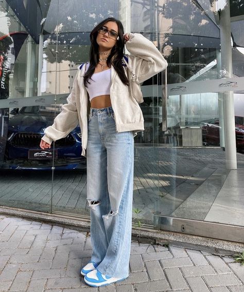 Unc 1 Jordans Outfit, Ucla Dunks Outfit, University Blue Dunks Outfit, Natalia Cangueiro, Blue Dunks Outfit, Nikes Outfit, Jordan Fit, Streetwear Women Outfits, Dunk Outfit