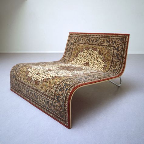 “magic carpet ride” sofa..It isn't going to take the place of a comfy sofa but a good conversation piece for home or a night club.... Funky Sofa, Estilo Kitsch, Small Sectional Sofa, Unusual Furniture, Unique Furniture Design, Flying Carpet, Unique Sofas, Funky Furniture, Creative Furniture