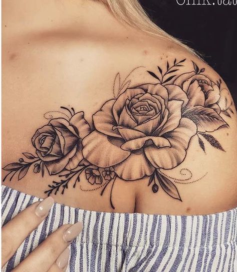 Different placement Beautiful Shoulder Tattoos, Rose Shoulder Tattoo, Marquesan Tattoos, New Tattoo Designs, Shape Tattoo, Cat Tattoos, Inspiration Tattoos, Shoulder Tattoos, Pretty Tattoos For Women