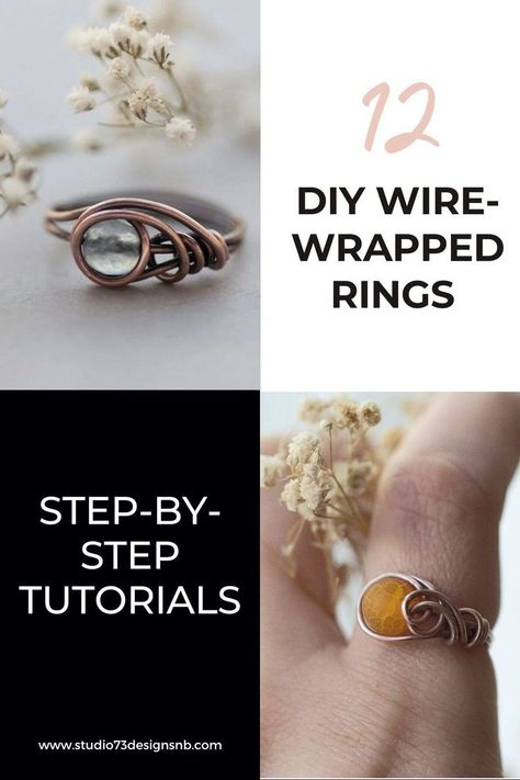 Mens Wire Wrapped Rings Tutorial, How To Wrap Beads With Wire, Wire Weaving Ring, Wire Wrapped Stone Jewelry Tutorials, Simple Wire Wrapped Jewelry, Wire Wrapping Stones Tutorial Beginner, Homemade Rings Wire, Easy Wire Rings, Beginner Wire Wrapping Tutorial