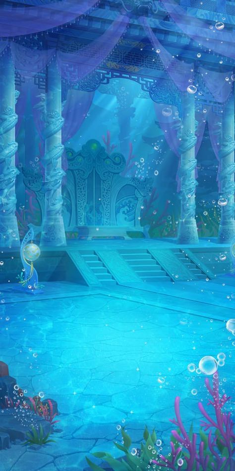 Underwater Palace Fantasy Concept Art, Mermaid Architecture, Underwater City Fantasy Art, Mermaid City, Underwater Castle, Lost City Of Atlantis, Underwater City, Fantasy Background, Scenery Background