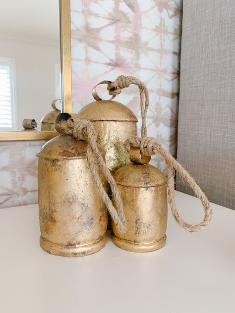 Decorating With Bells, Cow Bell Christmas Decor, Brass Bells Christmas Decor, Cow Bells Christmas Decor, Gold Bells Christmas Decor, Cow Bell Decor Ideas, Cowbells Decorations, Cow Bells Decoration, Diy Cow Bells