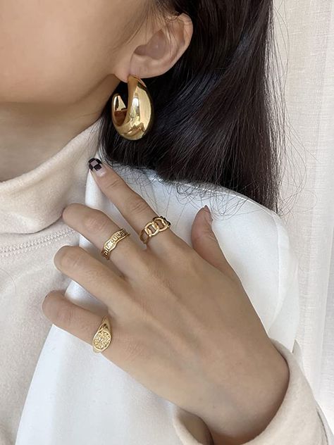 Chunky Gold Stud Half Hoop Earrings for Women. These kind of earrings are on top for this season. #earrings #bottega #fashion Half Hoop Earrings, Chunky Earrings, Hypoallergenic Jewelry, Gold Stud, Jewelry Gold, Gold Studs, Earrings For Women, Women's Earrings, Silver Gold