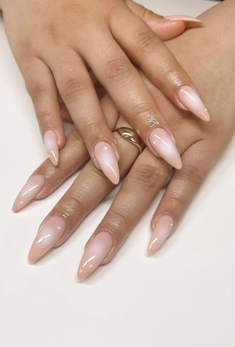 40 Simple Nail Designs to Inspire You Nude Airbrush Nails, White Simple Nail Designs, Neutral Aura Nails, Simple Nail Designs White, Simple Nail Designs Fall, Simple Nail Designs Almond Shape, Nail Designs Airbrush, Simple Nail Designs Square, Almomd Nails