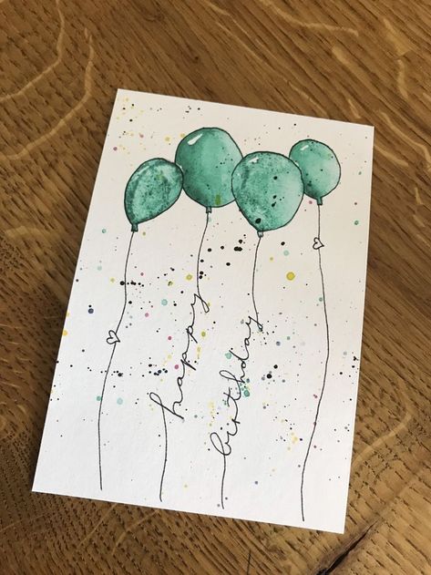 Happy Birthday Cards Diy, Watercolor Birthday Cards, Birthday Card Drawing, Watercolor Birthday, Bday Cards, Diy Watercolor Painting, Art Carte, Paint Cards, Watercolor Flower Art