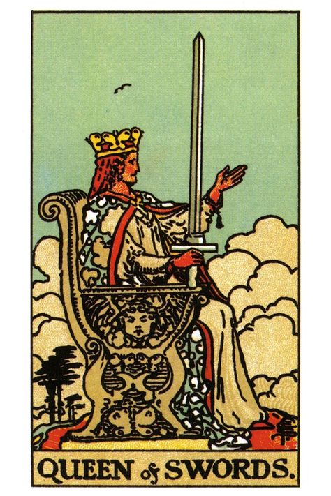 Queen of Swords Tarot card meaning. The Queen Of Swords, Queen Of Swords, Candle In The Dark, Rider Waite Tarot Decks, Tarot Prediction, Swords Tarot, Fortune Telling Cards, Tarot Meanings, Rider Waite Tarot