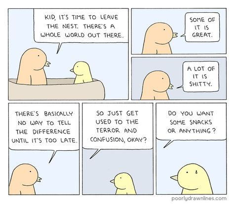 Poorly Drawn Lines, Funny Animal Comics, Animal Comics, Cyanide And Happiness, Parents Be Like, Pencil Drawing Ideas, Time To Leave, Web Comics, Comic Collection