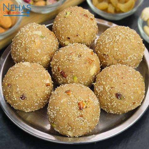 Recipe card for gud churma ladoo Churma Ladoo Recipe, Churma Ladoo, Halva Recipe, Easy Indian Dessert Recipes, Easy Indian Dessert, Gulab Jamun Recipe, Jamun Recipe, Indian Foods, Indian Dessert