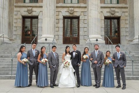 Steel Blue Weddings, Slate Blue Bridesmaid Dresses, Groom Blue Suit, Steel Blue Bridesmaid Dresses, Groom Suit Black, Gray Groomsmen Suits, Slate Blue Wedding, Groom Suit Grey, Dusty Blue Dress