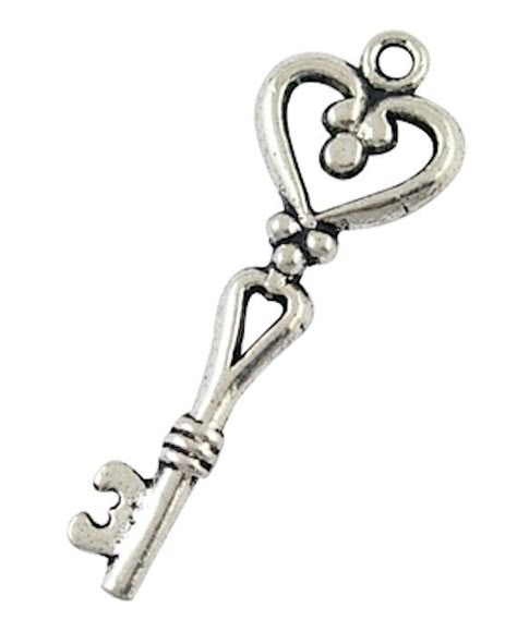 42mm Heart shape skeleton key charm in antique silver, pack of 12. 42mm long, 14.5mm wide, 2.5mm thick, hole: 2mm silver charm, silver charms, bracelet charms, metal charms, charms, gross discount available Key Tattoo Designs, Steampunk Key, Vintage Skeleton Keys, Noah Kahan, Key Charms, Silver Key, Stretch Ring, Heart Key, Metal Charms