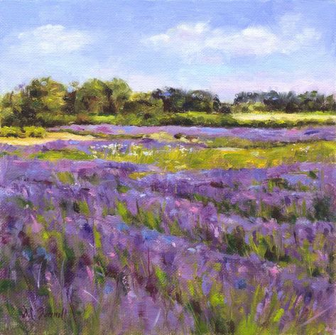 Field Of Purple Flowers Painting, Lilac Field, Beats Aesthetic, Cottagecore Painting, Lavender Paint, Field Paint, Grass Painting, Pastel Artwork, Pastel Landscape