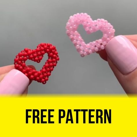 Free beading pattern how to create super easy beaded hearts for beginners. Beading Patterns Free Tutorials, Cross Stitch Tips, Easy Beading Patterns, Easy Beading Tutorials, Beaded Hearts, Seed Bead Patterns Free, Free Beading Tutorials, Beadwork Ideas, Miyuki Beads Pattern