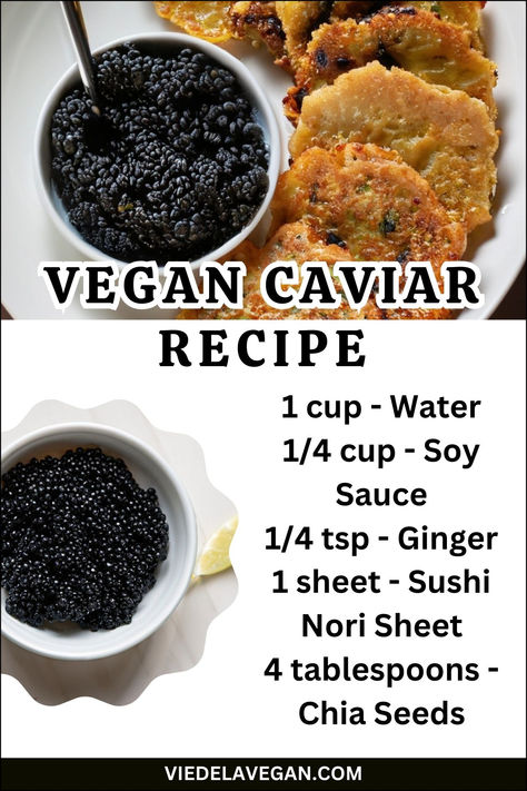 Vegan Caviar Recipe Fancy Vegetarian Recipes, Fancy Vegan Recipes, Vegan Cacciatore, Vegan Gourmet Recipes, Vegan Caviar Recipe, Gourmet Vegetarian Recipes, Vegan Caviar, Vegan African Recipes, Keto Vegan Recipes