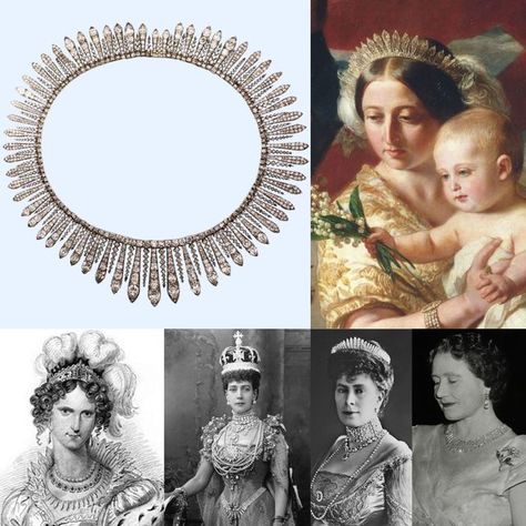 1,587 likes, 42 comments - Queen Victoria Roses (@queen.victoria.roses) on Instagram: "Queen Adelaide’s Fringe Necklace In 1831, King William IV, uncle of Queen Victoria, commissio..." Queen Victoria Crown, Romanov Tiara, Cartier Tiara Royals, Queen Alexandra's Kokoshnik Tiara, King William Iv, Queen Victoria Sapphire Tiara, King William, King George Iii, Beautiful Tiaras