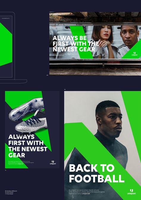 Unisport — Brand/Corporate Identity on Behance Sports Advertising, Billboard Design, Creative Concept, Corporate Identity Design, Marketing Communication, Professional Logo Design, Social Media Design Graphics, Corporate Design, Creative Direction