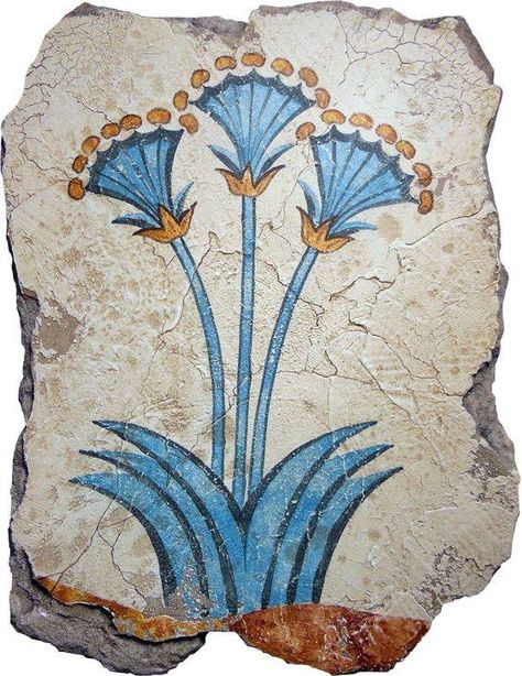 Ioannis Tz on Twitter: "The stunning mini Papyrus Plants.Found in the West section of the House of Ladies,frescos of massive, three stemmed,blossoming plants are painted on the walls.17th c.BC.Akrotiri,Thera island (Santorini),Cyclades,Greece.… https://t.co/yEfRaUgNDJ" Knossos Palace, Minoan Art, Egyptian Painting, Egyptian Design, Motif Art Deco, Ancient Greek Art, Ancient Paintings, Ancient Egypt Art, Egypt Art