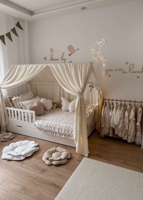 Modern Toddler Room, Toddler Bedroom Ideas, Muslin Curtains, Toddler Bedroom Girl, Toddler Bedroom, Toddler Girl Room, Toddler Room Decor, Kids Bedroom Inspiration, Baby Room Inspiration