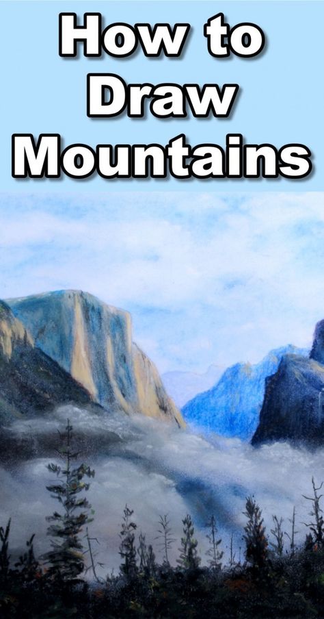 How To Draw Mist, How To Paint Fog With Watercolor, How To Paint Mist With Acrylic, How To Paint Foggy Forest, Fog Drawings, How To Draw Mountains, Fog Drawings Mist, Mountain Drawing, Painting Subjects