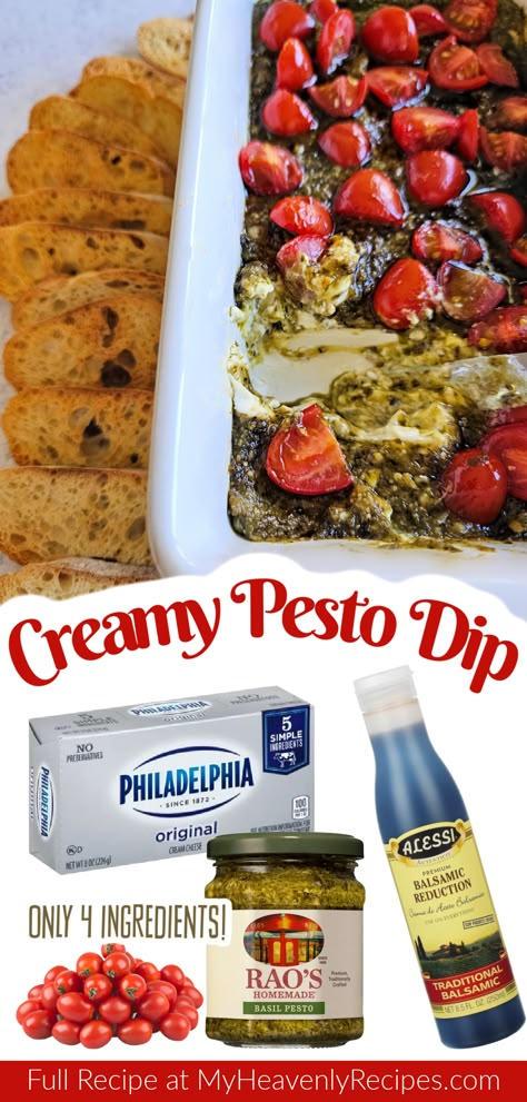 Creamy Pesto Dip Cream Cheese Pesto Tomato Dip, Appetizers With Grape Tomatoes, Creamy Pesto Dip, Feta Pesto Dip, Pesto Dip Recipe, Cream Cheese Pesto Sun Dried Tomato Dip, Cherry Cream Cheese Dip, Cream Cheese Pesto Dip, Tomato And Cheese Appetizer