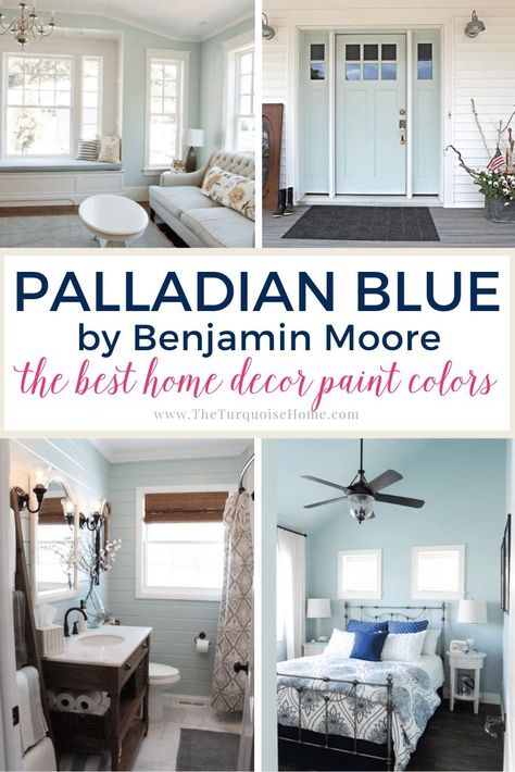 Polaris Blue Benjamin Moore Bedroom, Benjamin Moore Powder Blue, Medium Blue Green Paint Color, Beach Condo Paint Colors, Palladium Blue Benjamin Moore, Benjamin Moore Palladian Blue, Benjamin Moore Beach Glass, Interior Door Paint Colors, Palladian Blue Benjamin Moore