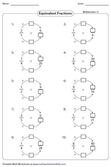 Equivalent Fractions 4th Grade, Equivalent Fractions Worksheet, Fractions Worksheets Grade 4, Math Worksheets For Kids, Finding Equivalent Fractions, Math Fractions Worksheets, Multiplication Worksheet, Fractions Multiplication, Teaching Fractions