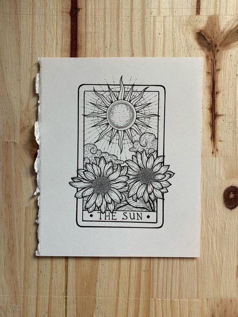 The Sun Card Tattoo, Tarot Card Tattoo The Sun, Sun Tarot Card Drawing, Tarot Sun Tattoo, Tarot Cards Drawing, The Sun Tarot Card Tattoo, The Sun Tarot Card Art, Sun Tarot Card Tattoo, Tarot Card Drawings