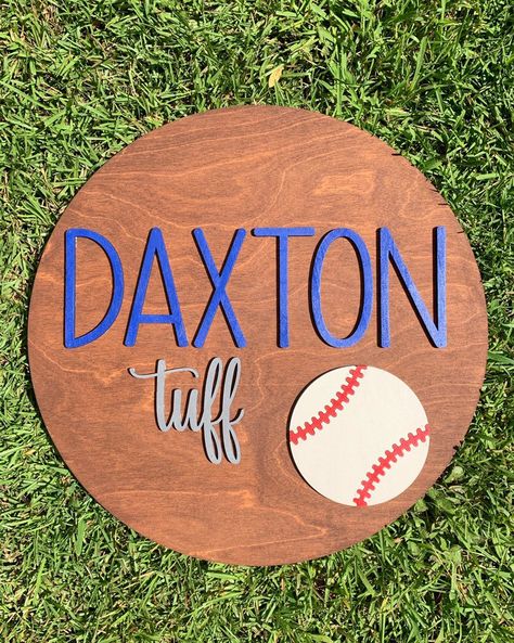 Baseball Nursery, Baseball Signs, Nursery Name Sign, Wood Name Sign, Wood Names, Baseball Theme, Kids Signs, Kids Baseball