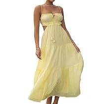 Beach Party Dress, Backless Maxi Dress, Backless Maxi Dresses, Dress Spaghetti, Tiered Maxi Dress, Casual Summer Dresses, Sleeveless Maxi Dress, Spaghetti Strap Dresses, Glamorous Evening Gowns