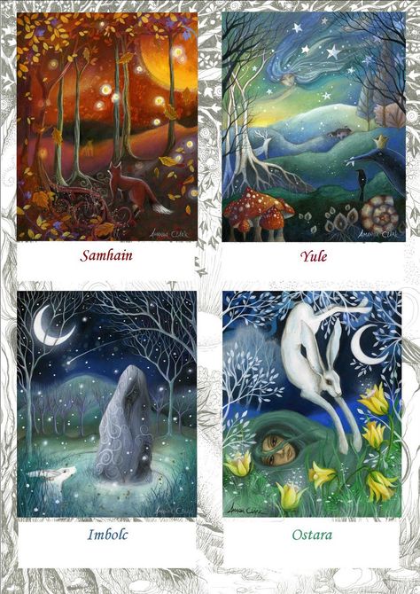 Celtic Festivals. The four seasons. Earth Angels Art. Amanda Clark Wiccan Holidays, Seasons Project, Amanda Clark, Symbole Viking, Celtic Festival, Pagan Art, Ange Demon, Celtic Art, Beltane