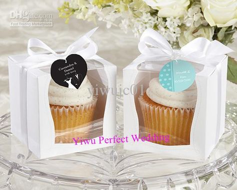 Wholesale Cupcake Box - Buy NEW DESIGN Single Wedding 9x9 Cupcake Boxes/Wedding Gift Box/ Favor Box(XY-97C), $0.17 | DHgate Cupcake Favor Boxes, Individual Cupcake Boxes, Single Cupcake Boxes, Cupcake Favors, Cupcake Packaging, White Cupcakes, Baby Favors, Cupcake Holder, Custom Cupcakes