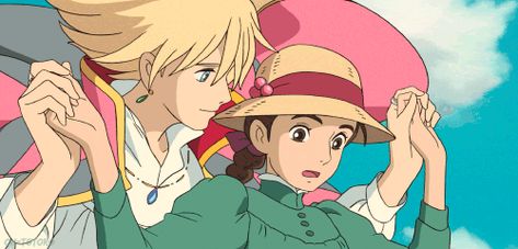 tumblr_inline_olph4xtCC51te2nkc_500.gif (500×240) قلعة هاول المتحركة, 하울의 움직이는 성, Tamako Love Story, Studio Ghibli Fanart, Personajes Studio Ghibli, Howl And Sophie, Ghibli Artwork, I Love Cinema, Ghibli Studio