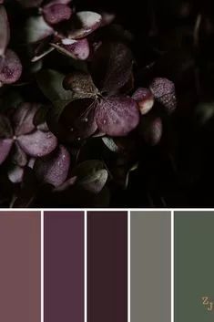 Dusty Plum Color Palette, Dark Color Palette, Dark Home Decor, Color Schemes Colour Palettes, Color Palette Design, Gothic House, Colour Board, Purple And Green, Paint Colors For Home