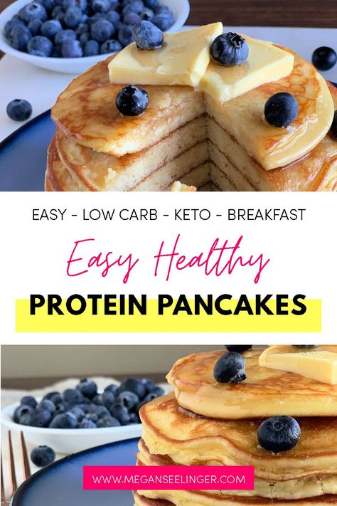 These Keto pancakes are the perfect soft and fluffy pancakes that you dream of! Low carb and moderate protein make them a perfect addition to your Keto breakfast planning. Don’t let the coconut flour fool you - there’s not a strong coconut taste to these pancakes. This is one of my favorite pancake recipes and I hope you love it as much as I do! #pancakerecipes #ketobreakfast #ketopancakes Pancakes With Coconut Flour, Recipe With Coconut Flour, Fluffy Keto Pancakes, Recipes Using Coconut Flour, Coconut Flour Pancakes Recipe, Healthy Protein Pancakes, Easy Protein Pancakes, Best Keto Pancakes, Low Carb Quiche