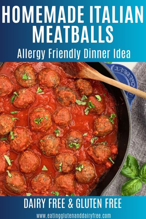 Dairy Free Meatballs, Holiday Meal Ideas, Easy Italian Meatballs, Homemade Italian Meatballs, Gluten Free Meatballs, Dairy Free Recipes Dinner, Italian Meatballs Recipe, Gluten Free Italian, Gluten Free Buns