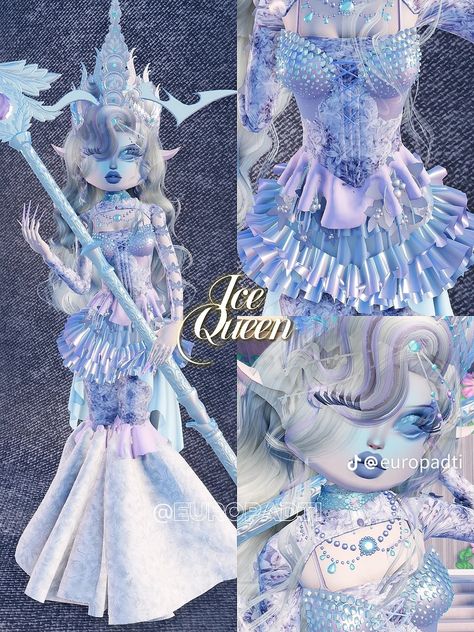 Creative Dress To Impress Outfits, Creative Dress To Impress, Mermaid Dti Outfit, Winter Dress To Impress, Dti Outfit Idea, Dress To Impress Animals, Ice Queen Dress, Ethereal Style, Lukisan Comel