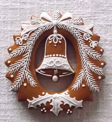 Bells & angels gingerbread cookies Gingerbread Cookies Decorated, Gingerbread House Designs, Ladies Jackets, All Things Gingerbread, Cookies Gingerbread, Christmas Gingerbread Cookies, Gateaux Cake, Christmas Gingerbread House, Xmas Cookies