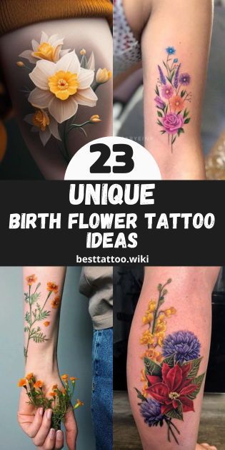 Explore the significance of your birth month with our array of 23 birth flower tattoos for meaningful personal expression in 2024. From September to May, August to July, each tattoo encapsulates the symbolism of your birth flower. Delve into our collection of tattoo ideas for families and adorn yourself with the floral representation of your heritage. Mom Birth Flower Tattoo, June Tattoos Ideas Birth Month, Dec Birth Flower Tattoos, August And October Flower Tattoo, October And April Flower Tattoo, Birth Flower Cluster Tattoo, Realistic Birth Flower Tattoo, Family Birth Flower Bouquet Tattoo Color, July And April Flower Tattoo