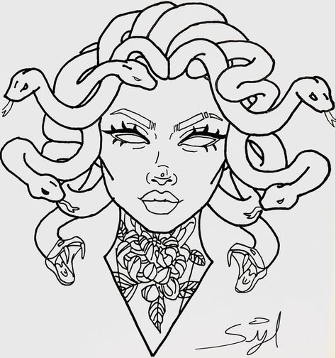 Tattoo Design Drawings Medusa, Medusa Line Art Simple, Medusa Drawing Tutorial, Medusa Drawing Simple Easy, Medusa Tattoo Stencil Outline, Medusa Tatoos Simple, How To Draw Medusa, Simple Medusa Tattoo Outline, Easy Medusa Drawing