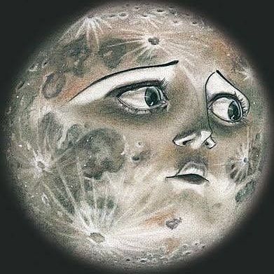 Nicoletta Carlone on Instagram: “Loving this vintage styke moon art by Leha Van Kommer see more artwork @lehavk” Moon Faces Drawings, Old Moon Drawing, Moon As A Person, Creepy Sun, Moon Face Art, Scary Moon, Moon With Face, Moon Faces, Cartoon Moon