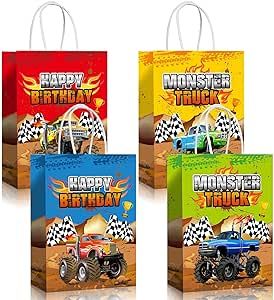 Monster Truck Party Decorations, Monster Truck Party Favors, Truck Party Favors, Monster Truck Theme, Birthday Treat Bags, Monster Truck Party, Monster Trucks Birthday Party, Truck Theme, Truck Gifts