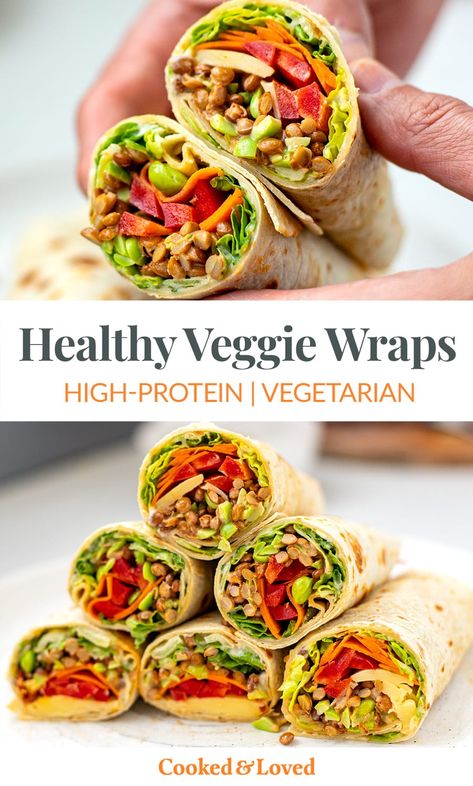 Veggie Wrap Recipe Veggie Wrap Recipe, Colourful Vegetables, Veggie Wrap, Creamy Hummus, Gluten Free Wraps, Low Carb Wraps, Lunch Prep, Vegetarian Recipes Lunch, Main Entrees