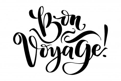 Bon Voyage Illustration, Bon Voyage Sign, Bon Voyage Quotes, Bon Voyage Banner, Travel Lettering, Calligraphy Business, Bon Voyage Party, Travel Agency Logo, Banner Frame