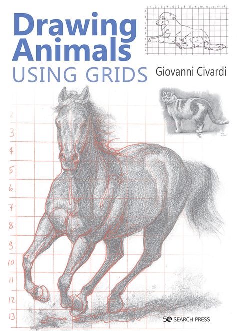 If you have often struggled to draw animals, from master artist Giovanni Civardi comes this highly visual beginners guide to drawing dogs, cats and horses using the traditional grid technique a method that makes the first stages of drawing simple and achievable. Giovanni Civardi shows you how to create an accurate pencil sketch of the subject by laying a grid over a photo or drawing and transferring the image to the drawing surface one square at a time. Beginning with a summary of animal anat Grid Artwork, Step Exercises, Drawing Grid, Drawing Dogs, Draw Cats, Beginner Drawing Lessons, Draw Animals, Drawing Animals, How To Make Drawing