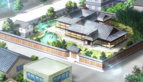 Anime Japanese House, Traditional Japanese House Layout, Traditional Japanese House Exterior, Japanese House Exterior, Japanese Mansion, Anime Houses, Anime House, Japanese Home Design, Traditional Japanese House