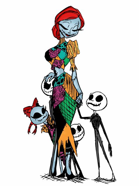 Jack And Sally Family Tattoo, Jack And Sally Family, Jack Skelton, Harley Joker, Jack Skellington Tattoo, Jack Y Sally, Nightmare Before Christmas Characters, Nightmare Before Christmas Drawings, Nightmare Before Christmas Tattoo