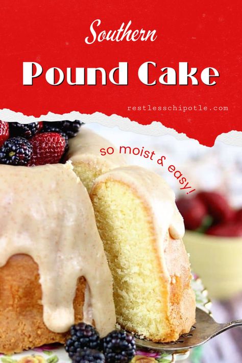 Honey Buttermilk Bread, Brown Butter Glaze, Buttermilk Banana Bread, Southern Pound Cake, Easy Pound Cake, Buttermilk Pound Cake, Old Cookbooks, Butter Glaze, Blessings Quotes