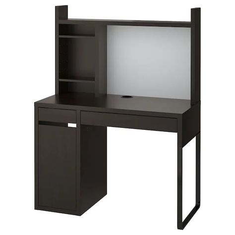 MICKE Desk, black-brown, 41 3/8x19 5/8". Order today! - IKEA Brimnes Bed, Ikea Micke Desk, Collage Dorm, Ikea Micke, Micke Desk, Corner Workstation, Brown Desk, Desk Black, Lash Salon